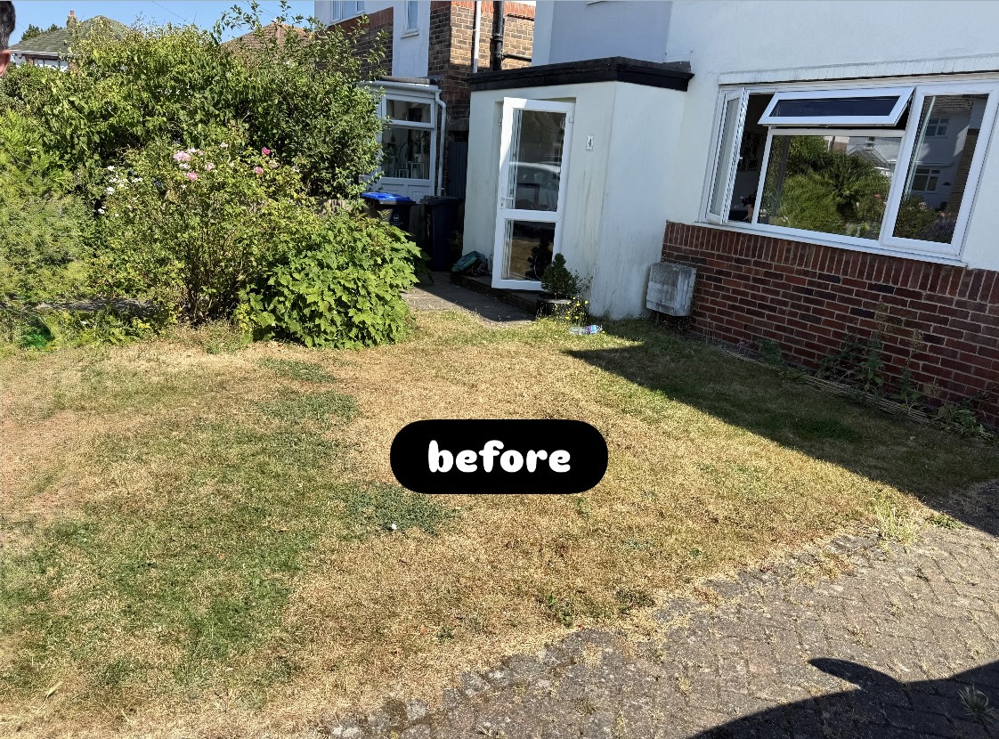 Front garden with no fence before installation
