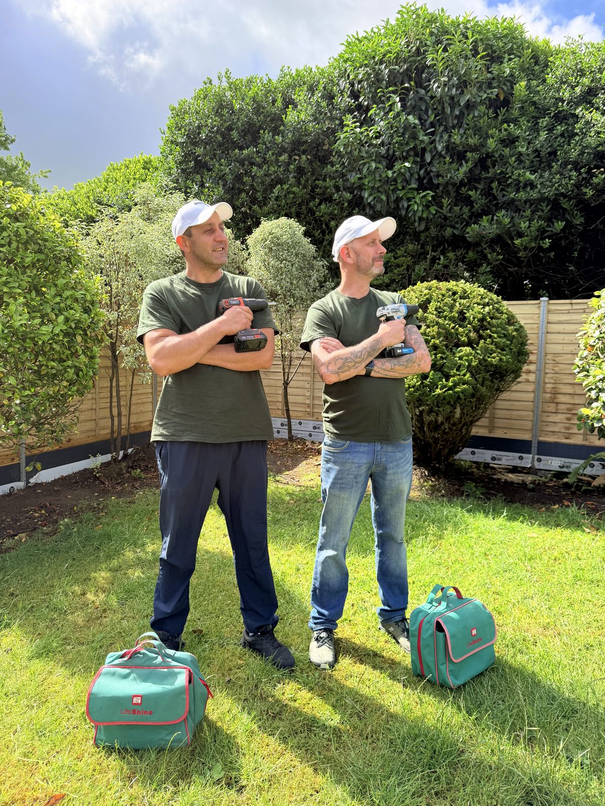 Stone and Hammer team with professional hedge trimmers